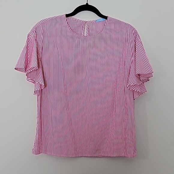 J. McLaughlin stripe flutter sleeve top Size S Pink - Picture 1 of 6
